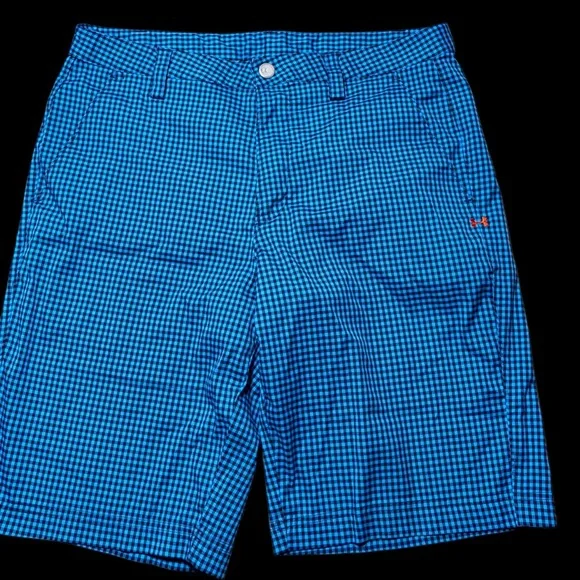 Like New Under Armour Golf DRI-FIT Blue and Black Checkered Shorts 34 - Picture 2 of 10